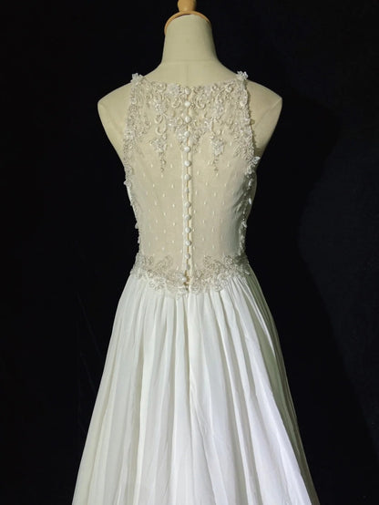 Robes de mariée romantiques ligne A en mousseline de soie avec cristaux perlés Robe de mariée longue blanche N3405