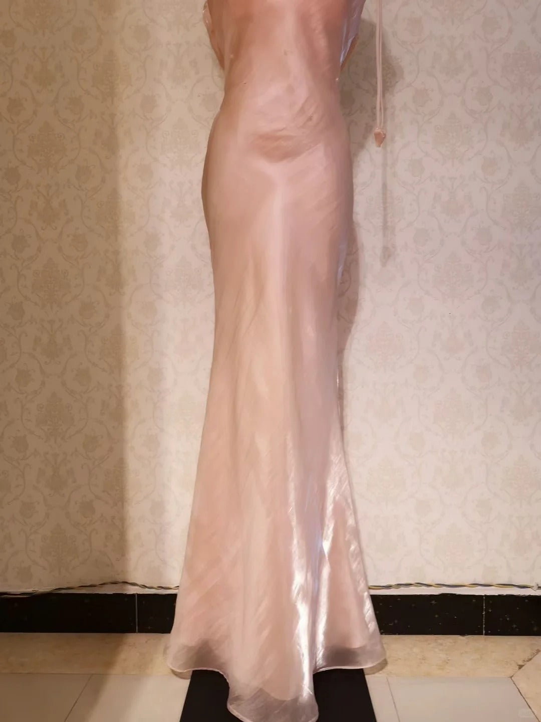 Vintage Prom Dresses 70s Mermaid Spaghetti Straps Blush Pink With Cape Sleeveless Evening Formal Outfits RB4292