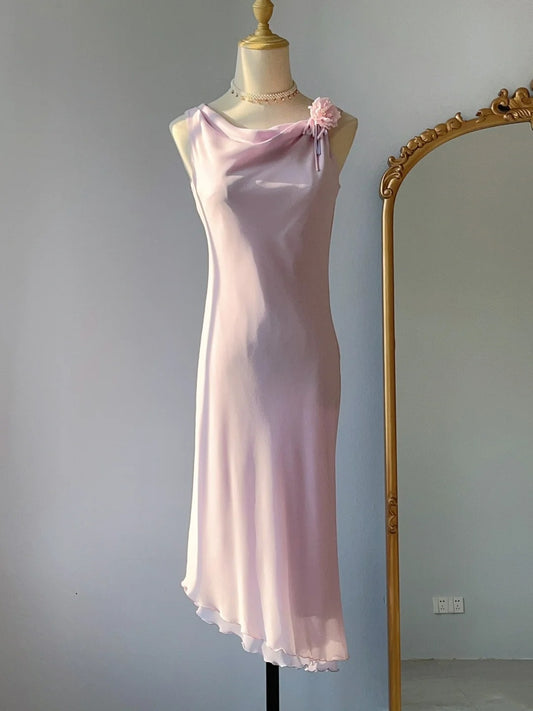 Modest Sheath Pink Tea Length Spring Summer Event Outfits Wedding Guest Dresses RB3222