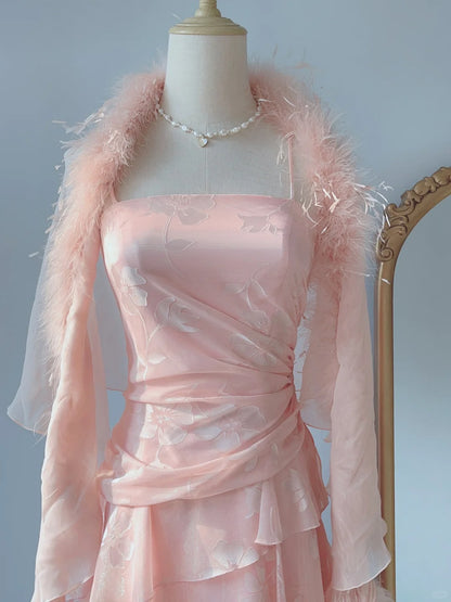 Modeste Robe de Sirène Bretelles Fines Rose Poudré Longueur Genou Tenues de Printemps Été Robes d'Invitée de Mariage RB3236