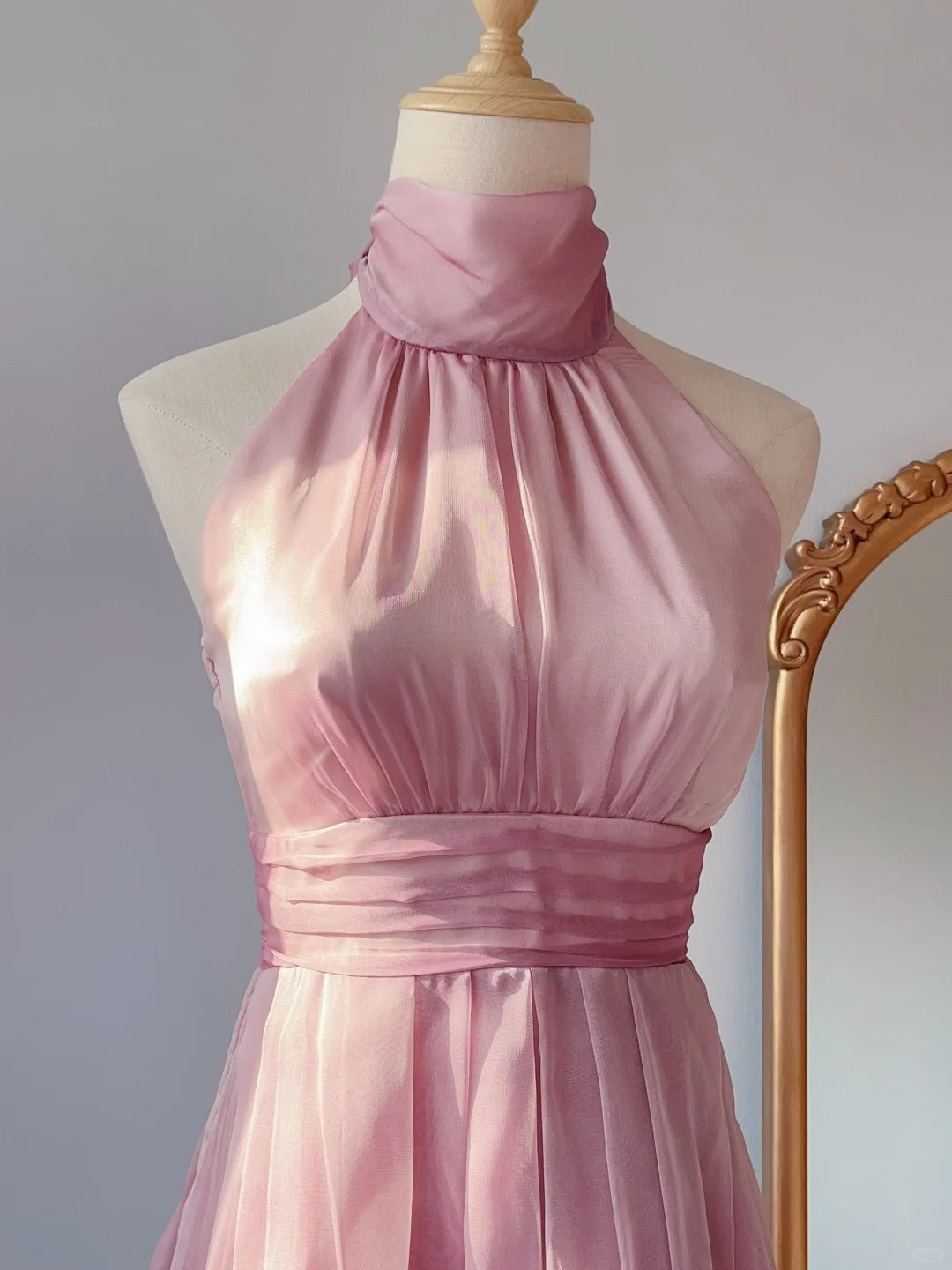 Vintage A Line Halter Pink Chiffon Grad 8th Mini Dress Aesthetic Look Short Homecoming Dresses RB4268