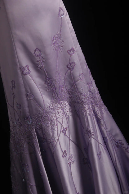 Vintage Prom Dresses 90s Mermaid Spaghetti Strap Lilac Satin Backless Long With Beading Evening Formal Outfits RB5144