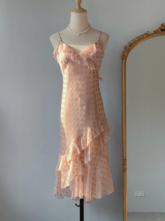 Modest A Line Spaghetti Strap Blush Pink Tea Length Spring Summer Event Outfits Wedding Guest Dresses RB3240