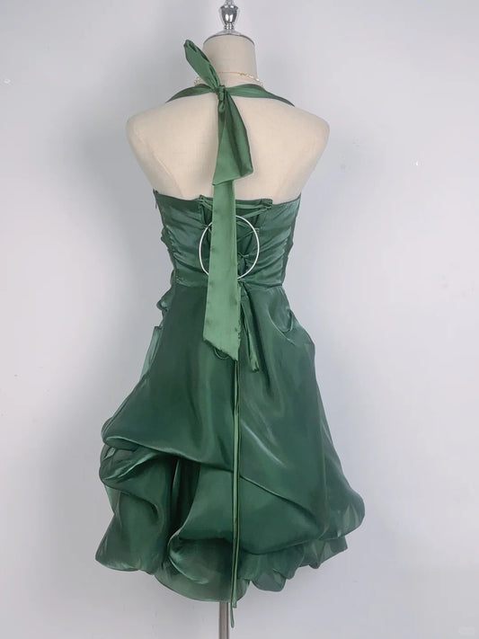 Ballkleid Neckholder Ärmellos Grün 16. Geburtstag Kleid Kurze Heimkehrkleider N4757