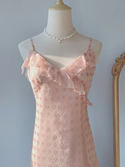 Modest A Line Spaghetti Strap Blush Pink Tea Length Spring Summer Event Outfits Wedding Guest Dresses RB3240