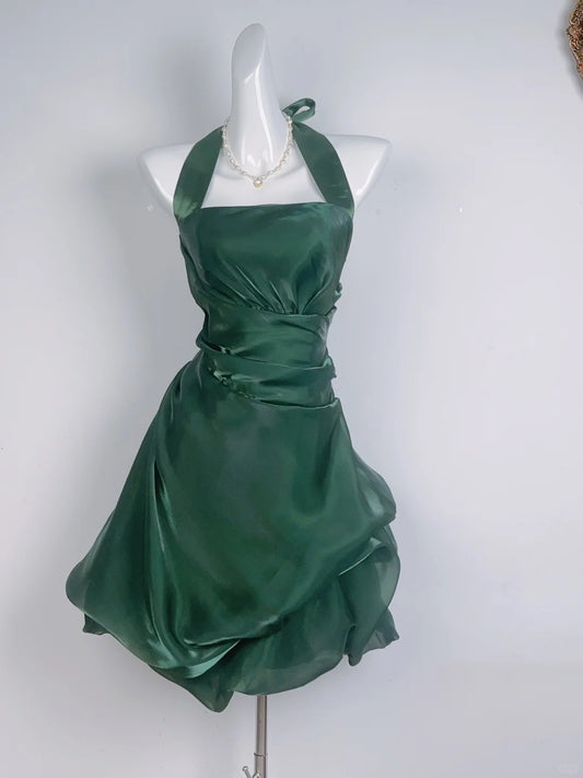 Ballkleid Neckholder Ärmellos Grün 16. Geburtstag Kleid Kurze Heimkehrkleider N4757