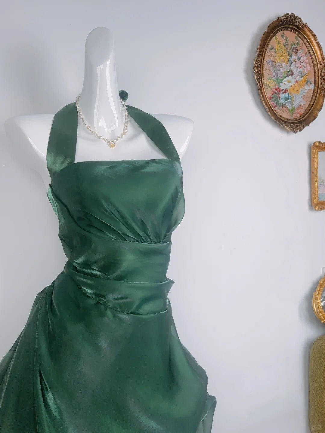 Robe de soirée licou sans manches verte pour 16e anniversaire Robe courte de bal de fin d'année N4757